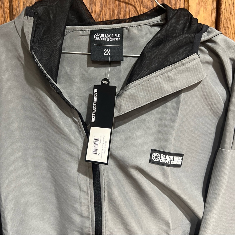 NWT Black Rifle Coffee Company Anorak Windbreaker Gunmetal Men’s 2X - Picture 2 of 5